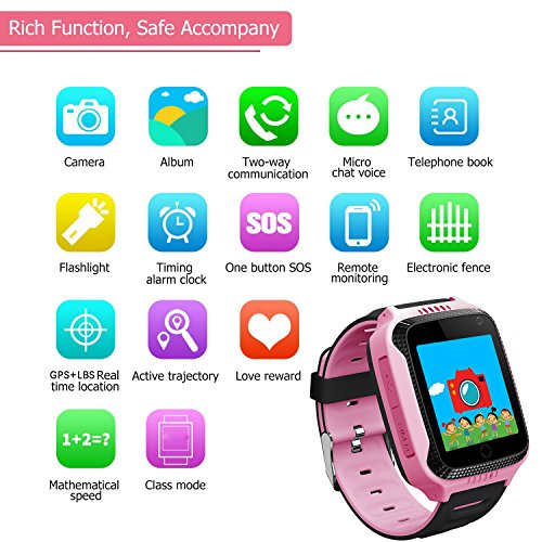 Kids GPS Smart Watch for Students - Boys Girls Smartwatch Phone with GPS Locator 2 Way Calls SOS Camera Voice Chat Math Game Step Counter Geo Fence Sport Wristband for Children Holiday Birthday Gifts - Thumbnail 2