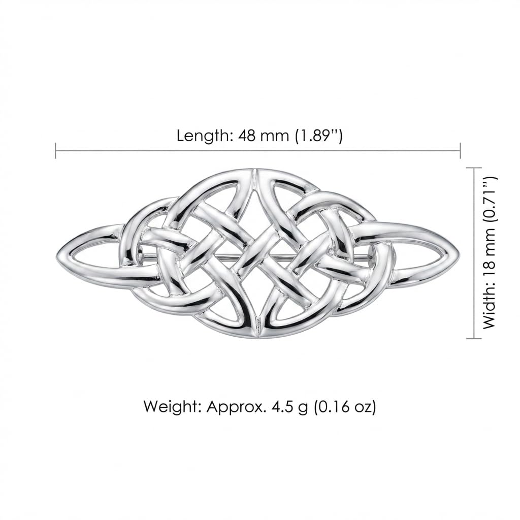 Alexander Castle 925 Sterling Silber Keltische Brosche für Frauen - Damen Brosche Pin mit Schmuck Geschenk Box - 48mm x 18mm