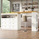 Utilisation multifonctionnelle : la table de bar extensible Merax peut être utilisée comme îlot de cuisine avec bar, îlot de cuisine avec comptoir ou table à manger extensible. Idéal pour différentes pièces et occasions, du salon au bureau à domicile.