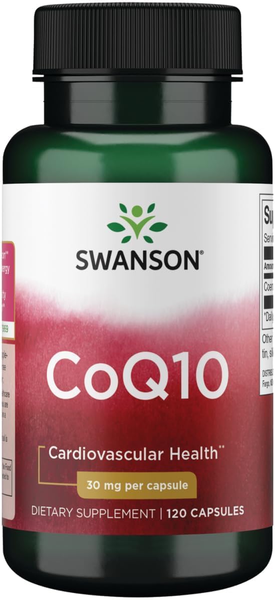 Swanson CoQ10 30 mg for Heart and Antioxidant Support, 120 Capsules 120 Count (Pack of 1)