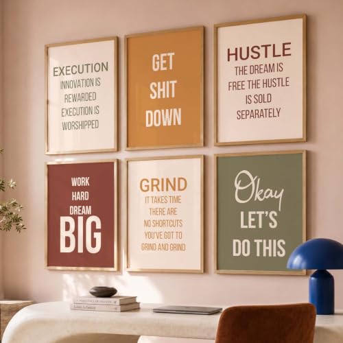 Image of kotart Quote wall Paintings with Frame for Home Decoration - Painting for Living Room Bedroom Office Wall hanging frames - Pack of 6 | Set of 6 Multicolo (13x17 inch, F)