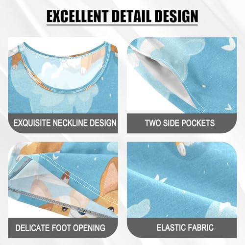 Happy Corgi Kids Pjs Set Boys Girls Summer Short-Sleeve Sleepwear Pajamas 2PCS4