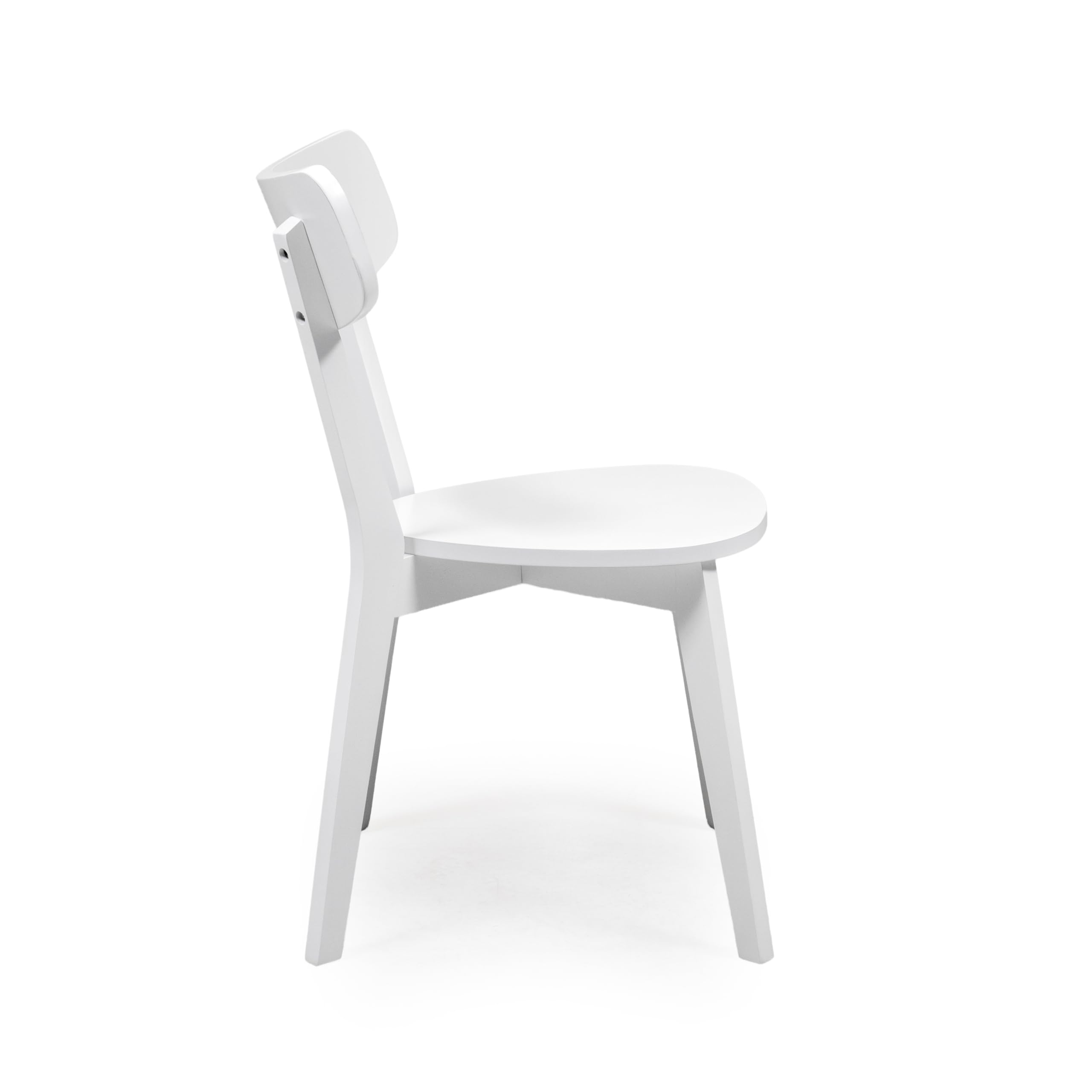 Homely® | Pack 2 sillas Comedor Cody | Auténtico Estilo Escandinavo y Minimalista, para tu Comedor o Cocina | Respaldo Ergonómico Curvado, Tablero Lacado y Madera Maciza Rubberwood | Lacado Blanco