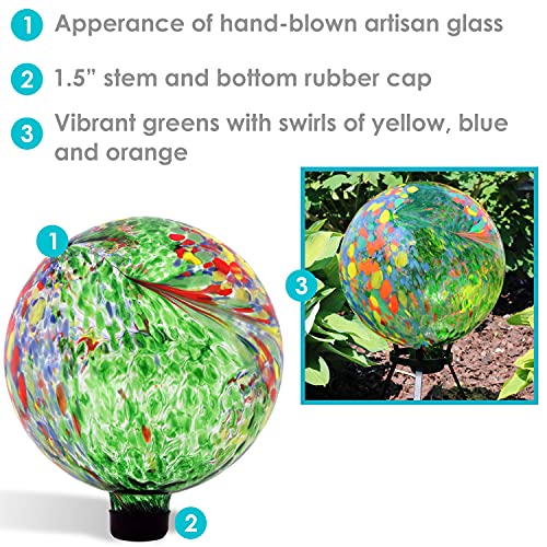 Sunnydaze 10-Inch Glass Outdoor Gazing Globe - Reflective Ball Yard Ornament For Patio Or Lawn - Green Artistic #TOP3