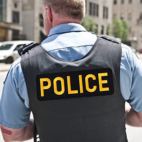 Gygyl 2 Pack Police Patch With Hook And Loop, For Police Vest Jacket Back Panel-Yellow (1Pcs Small And 1Pcs Large) #TOP4
