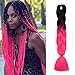 Produktbild Braids Extensions Flechten Hair Extensions Crochet Haar Kunsthaar Kanekalon Colorful 1pcs-24"-100g Schwarz & Fuchsia