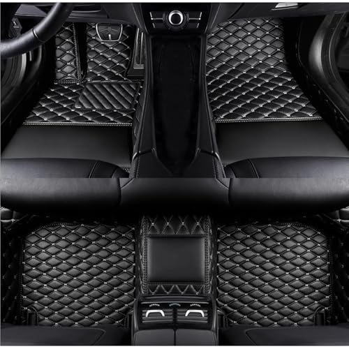 Worth-Mats Personalized Image Printing Car Mats, Add Your Favorite Picture + Custom Text, Luxury Leather Full Set Fit Most Cars SUVs Trucks(Black/Gold)