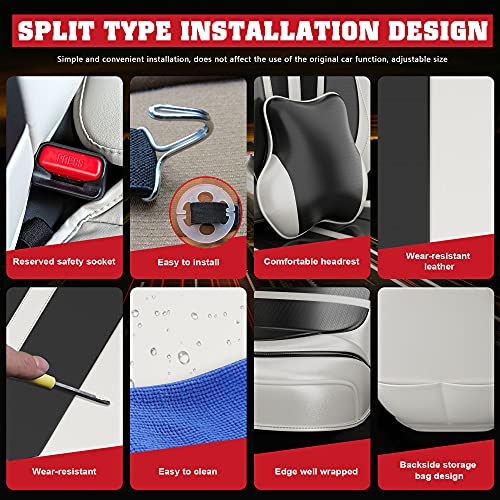 Aslong 5Pcs H7 Front And Back Car Seat Covers Auto Interior Accessories With Water Proof Nappa Leather For Cars Suv Pick-Up Truck Universal Comfortable And Breathable (Full Set, Black&Grey) #TOP6