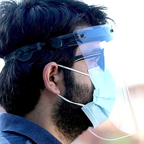 2pcs Safety Visor Face Shield with Liftable Visor, Reusable PVC Shield Full-Face Visor, Transparent Anti-Glare, Anti-Fogging, Adjustable Fit, Optimum Protection for Eyes, 2pcs/pack