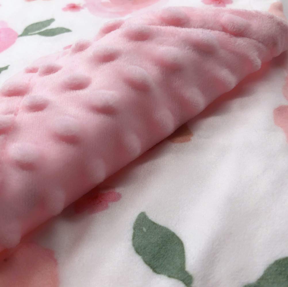 Manta de bebé para niños y niñas, manta de felpa suave de doble capa con respaldo de puntos, manta para bebé recién nacido, regalo de ducha (floral rosa, 30 x 40 pulgadas)