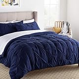 LINENSPA All Season Hypoallergenic Down Alternative Microfiber Comforter, California King, Dark Blue