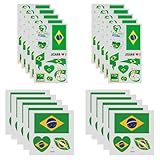YIPFEN 20 Tatouages Temporaires Brésil, Stickers Drapeau Imperméables, 2 Designs Différents de 10 Feuilles Chaque, Tatouages Brésiliens pour Fête, Décoration et Supporters de la Coupe du Monde 2026