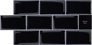 Alwayspon 10 Sheet Black 3D Vinyl Wall Tile S...,