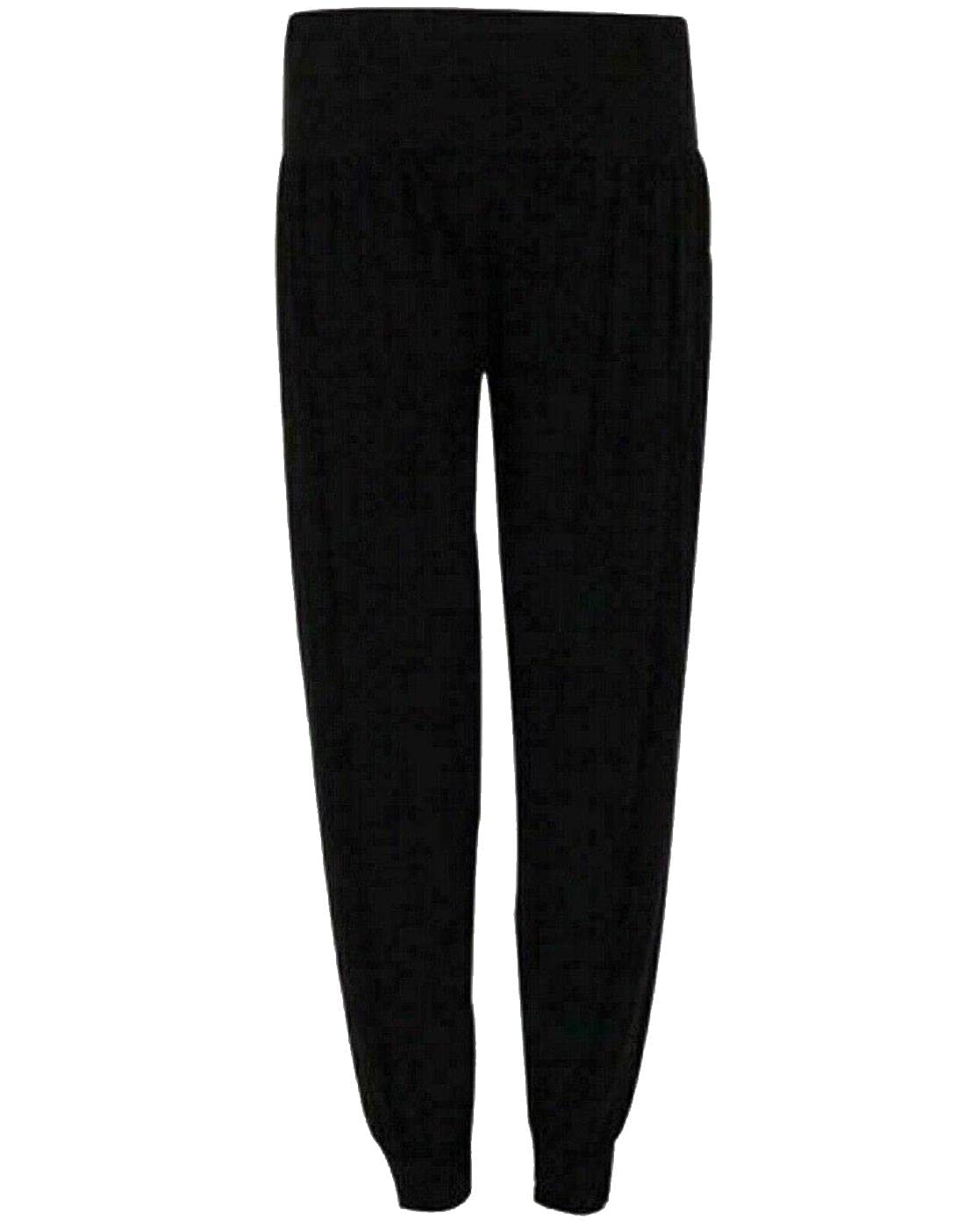 Real Life Fashion Ltd Women's Black Cuffed Bottom Baggy Harem Ali Baba Trousers