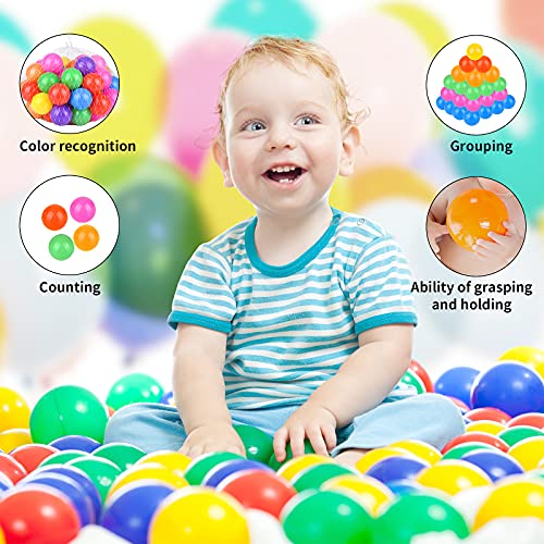 RAEQKS 50PCS Plastic Soft Balls for Ball Pit 2.16in,7 Bright Colors Crush Proof Toys No BPA Phthalate for Kids Toddlers 1-3 Use in Toddler Bounce House Play Tents Water Bath Game Pool Indoor Outdoor