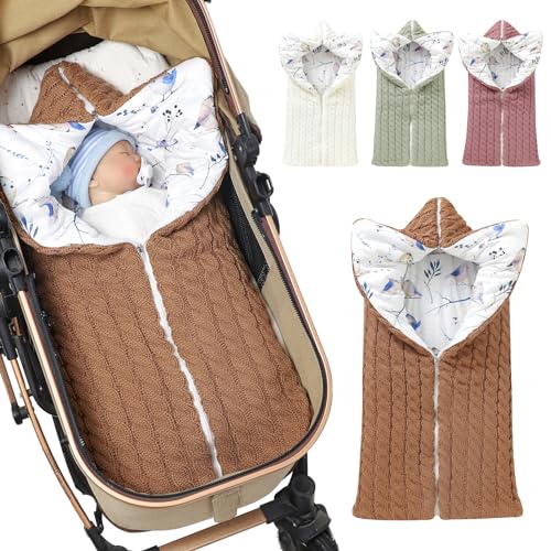 Image of Colorful Newborn Baby Swaddle Blanket Wrap,Infant Toddler Thick Knit Soft Warm Fleece Receiving Blanket Swaddle Sleeping Bag Sack Stroller Wrap for 0-12 Month Baby (New Coffee)