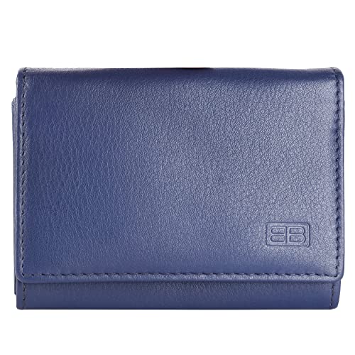 Image of Brooklyn Bridge Genuine Leather Card Holder Wallet for Men Nappa Blue - Slim RFID Protected Front Pocket Wallet, Stylish Compact Money Organiser
