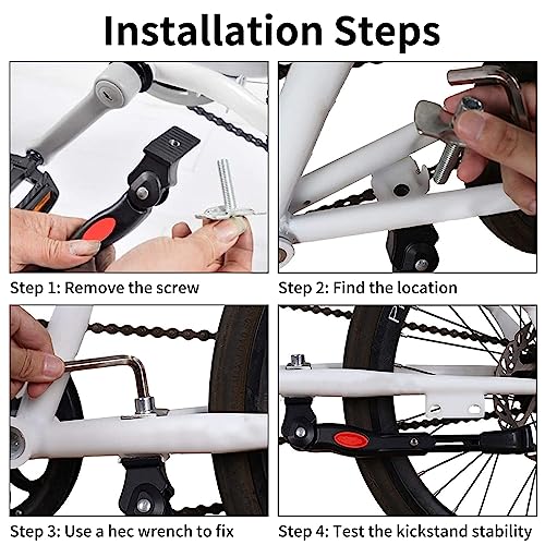 OAMCE Adjustable Bike Kickstand for 16-20 Inch Bicycles - Rustproof Aluminum Alloy with Anti-Slip Foot, Easy Installation, Durable Bicycle Stand - Thumbnail 5
