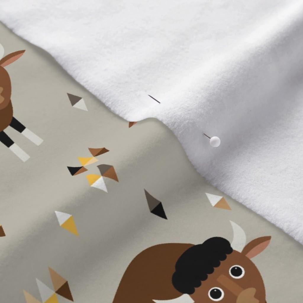 Spoonflower Fabric - Buffalo Bison Animals Desert Triangle Southwestern Printed on Polartec(R) Fleece Fabric by The Yard - Sewing Blankets Loungewear and No-Sew Projects