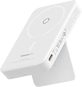 Baseus Magsafe Power Bank MagPro, Power Bank Magnetico Senza Fili, 5000mAh Mini Power Bank con USB-C, PD 20W Ricarica Rapida Magsafe, Batteria Esterna Batteria per iPhone 15/14/13/12, Bianco