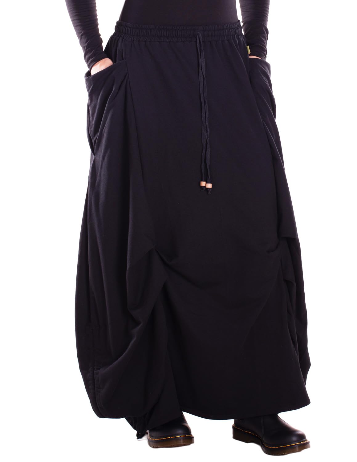 Vishes Alternative Bekleidung - Damen Maxi-Rock XXXL Baumwolle asymmetrisch Langer Warmer Rock im Lagenlook mit Taschen