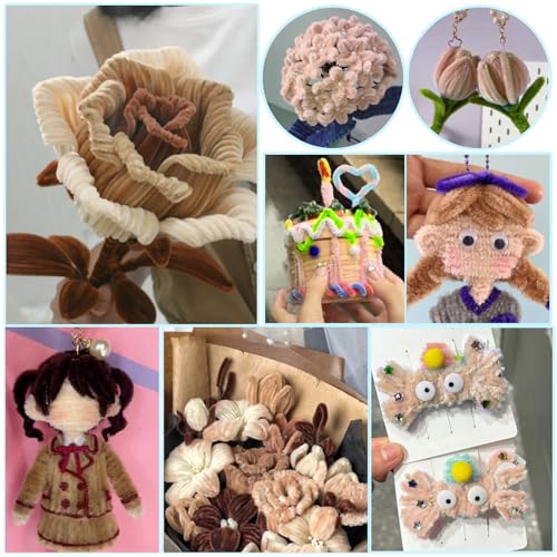 TOAOB 100pcs Fil Chenille Tiges de Fils Chenille Cure Pipes Cleaner Couleurs Assorties Cleaners Crafts Set 6mm x 300mm pour DIY Artisanat Décoration Fournitures Loisirs Creatifs - vue 7