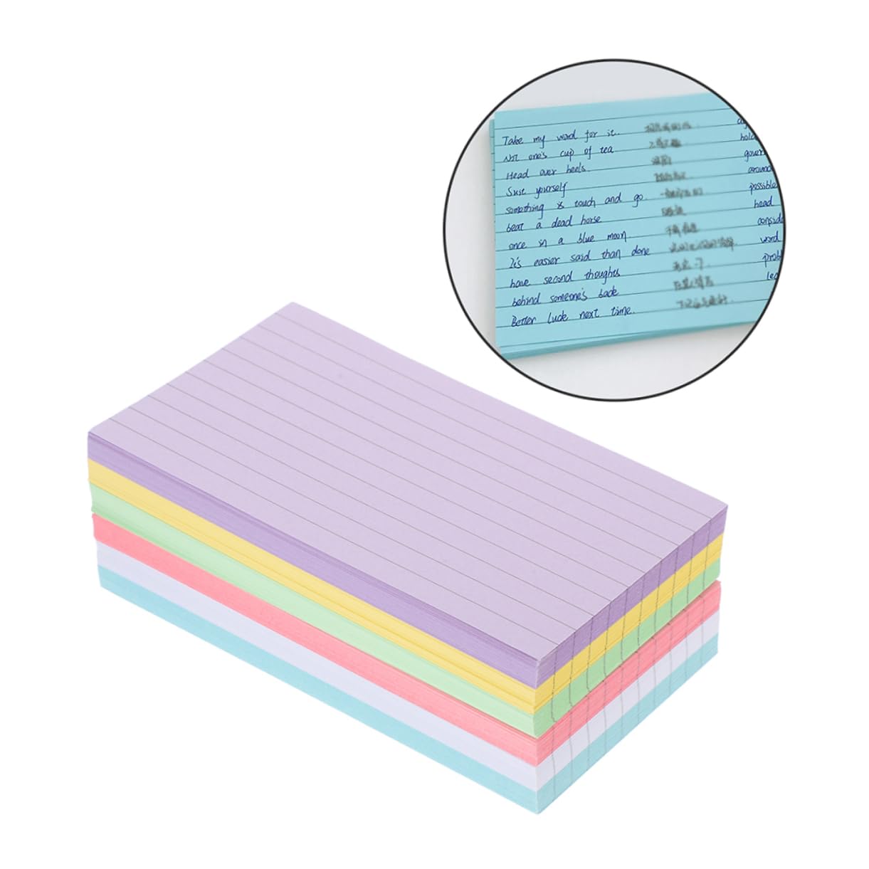 Kleine Karteikarten 300 Blatt Papier Farbige Indexkarten | Glatte Schreibfläche, zum Lernen für Rezeptkarten, Praktische Wortkarten für Schnelle Notizen
