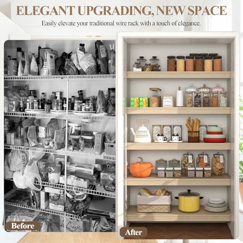 Wire Shelf Covers, 4Pcs Wire Rack Covers for Pantry, Bamboo Wood Pantry Shelf Cover for Wire Shelving Closet Kitchen Bathroom (30" Wx16 Dx2.6 H) by ELZARIAH - Image 5