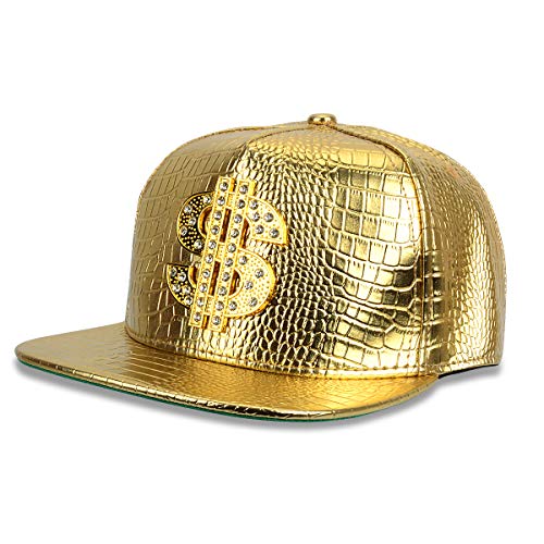 Fuzhibang Nyu14 The New Crocodile Baseball Caps Alloy Dollar Flat-Brimmed Hat Hip-Hop Hat (Gold) #TOP3