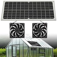 Nzkeuf Solar Ventilator, 16W Solarpanel Ventilator mit DC Doppelventilator, Solar Lüfter Solarventilator, Ventilators Solarbetrieben für Kleine Hühnerställe, Gewächshäuser, Fenster Auspuff
