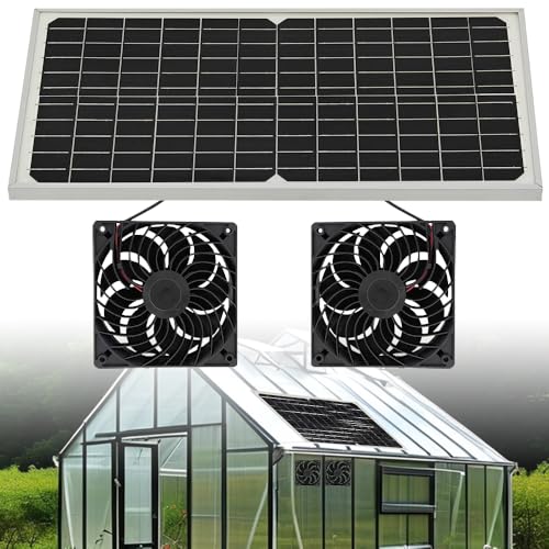 Nzkeuf Solar Ventilator 16W Solarpanel Ventilator mit DC Doppelventilator Solar Lüfter Solarventilator Ventilators Solarbetrieben für Kleine Hühnerställe Gewächshäuser Fenster Auspuff