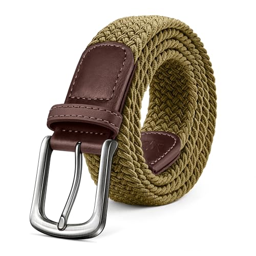 Image of KEMISANT Men Belt-Stretch Woven Braided Belt For Gift Men Golf Casual Jeans Dresses with Nylon Canvas 1 3 /8 inch