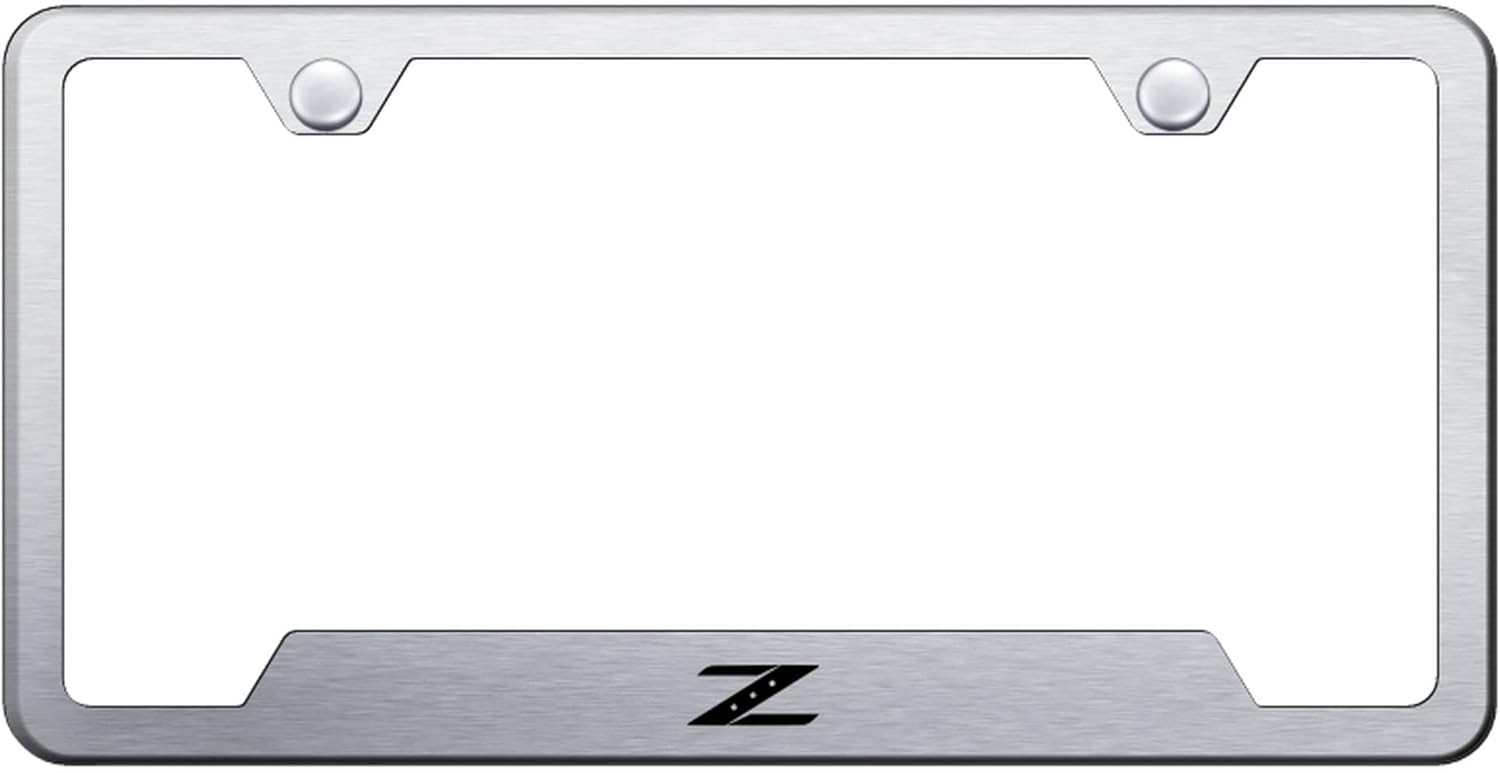 Au-TOMOTIVE GOLD Laser Etched Logo Cut-Out License Plate Frame for Nissan Z (Chrome)