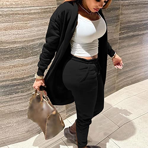Yuhaotin Boat Neck Womens Outfit Sets Women's Solid Color Plush Cardigan Casual Coat Two Piece Set Womens Workout Leggings With Pockets 7/8 Workout Sets For Women 2 Piece Long Sleeve #TOP3