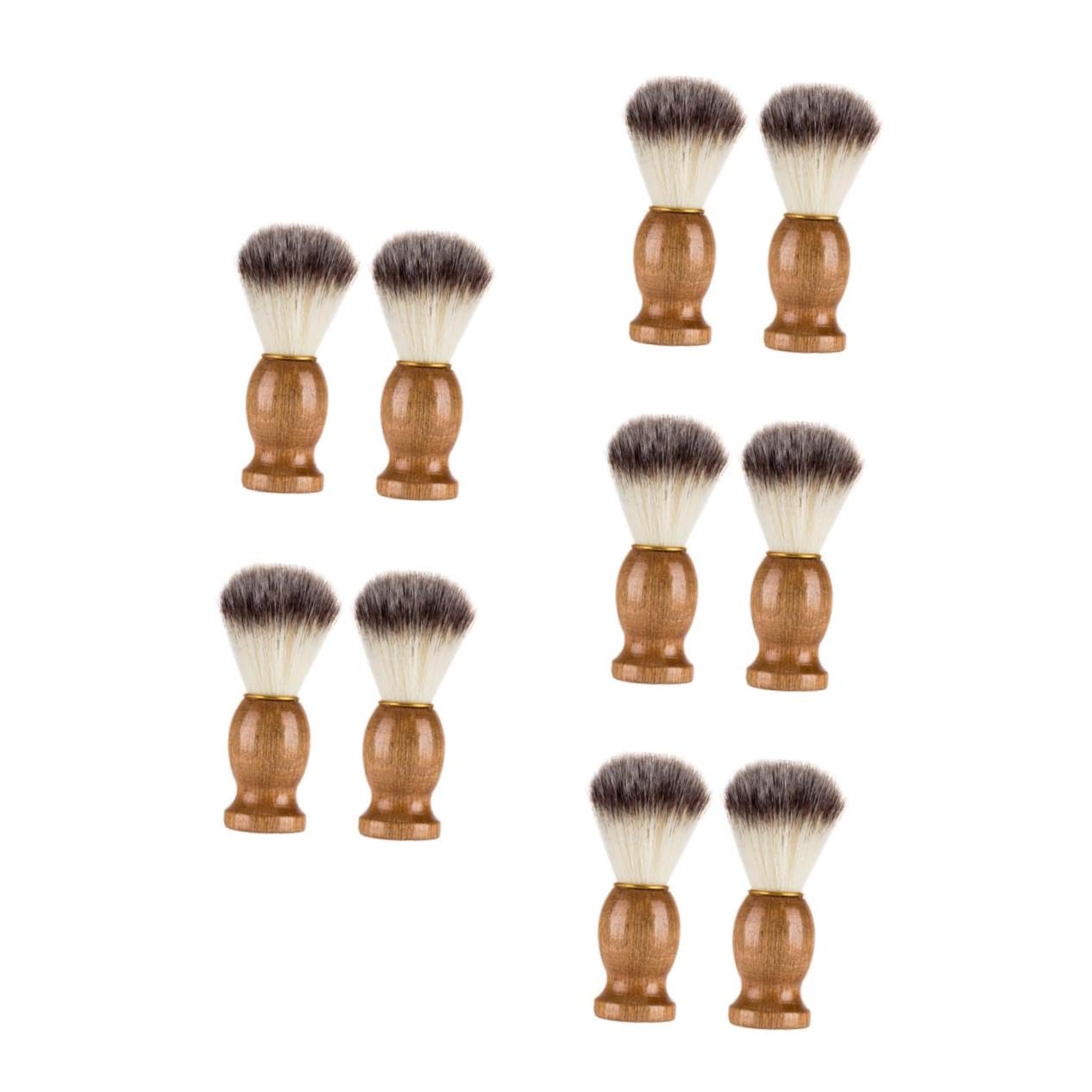 CALLARON 10 Pezzi Spazzola da Barba Uomo in Legno e Setole Nylon Pennello per Rasatura Veloce e Rimozione Detriti Setole Morbide Rapida Asciugatura per Cura Barba Professionale
