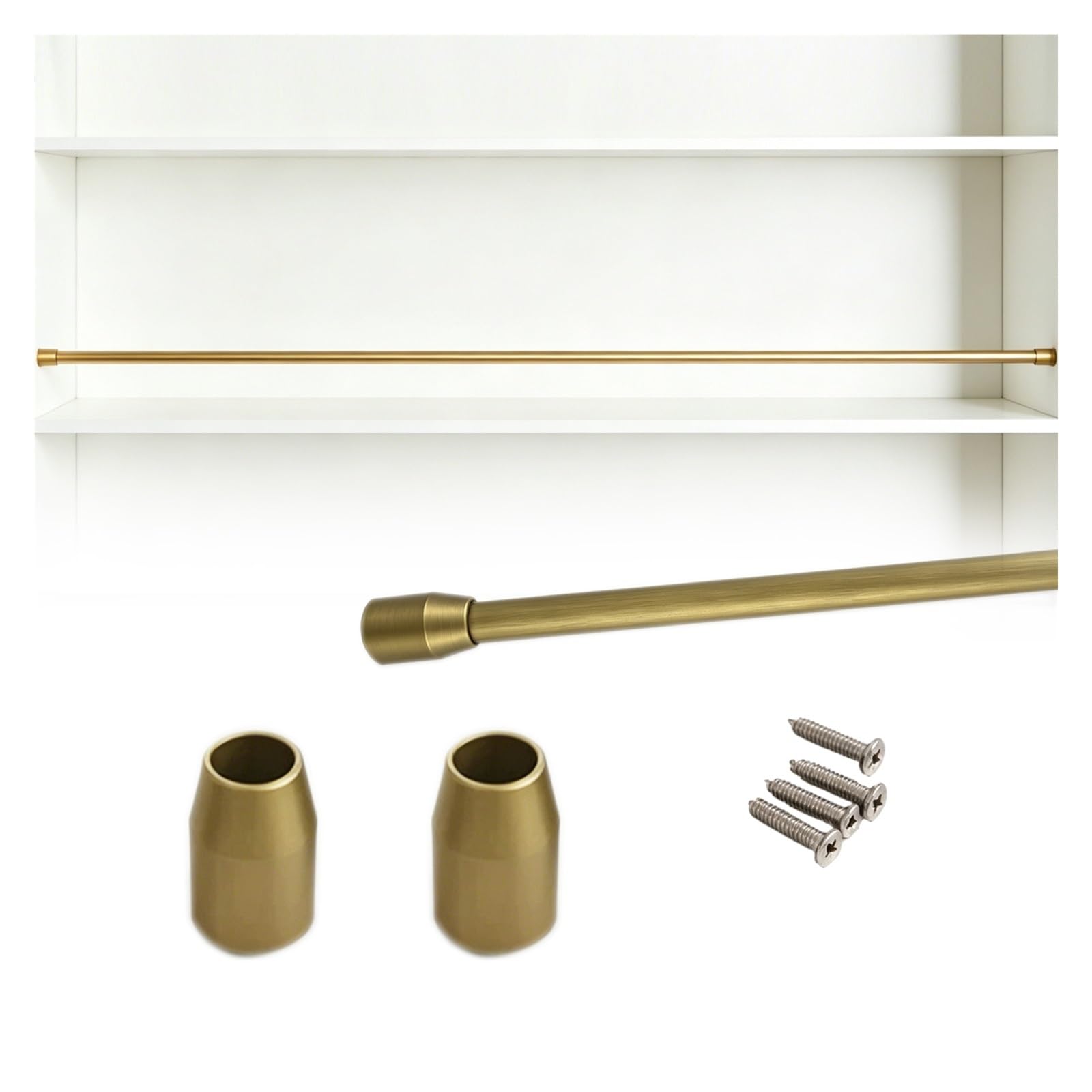 Customizable Tipping Rails for Shelving 20-150cm, Snack Rack/Bookshelf/Entryways Shelf Bar Rail, Aluminum Pole Guardrail with Metal Guardrail(Bronze,L 35"/88.9cm)