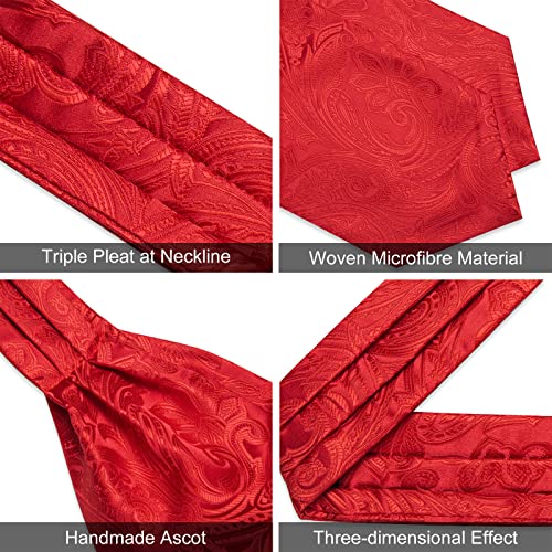 Image of DiBanGu Silk Woven Ascot Cravat with Pocket Square Set for Men | Paisley Ascot,Wrinkle-Resistant,Silky Smooth,Easy to Match,Cufflinks,Tie Ring,Wedding,Ceremonies,Party Occasions,Banquet