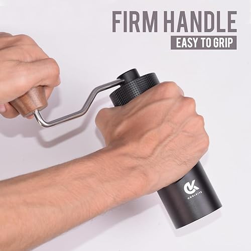 Miniatura 5 de Molinillo de café manual con grosor ajustable, capacidad de 1.06 oz con rebaba cónica de acero inoxidable CNC, verter sobre café para molinillo de