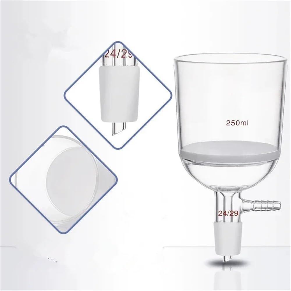 Cristalería de Laboratorio Embudo de vidrio de laboratorio de 30 ml/60 ml/100 ml/250 ml/500 ml/1000 ml, n.° 24, con filtro de núcleo de arena G3 grueso(500ml(19))