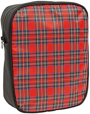 Borsa A Mano Sholley Balmoral, Accessorio Coordinato Per Trolley. Made In UK, Tessuto Di Alta Qualit&agrave; Nero Con Dettagli Rossi E Catena Cromata.