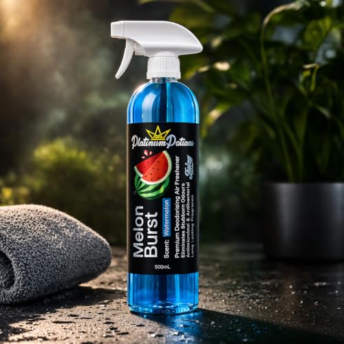 Image of Water-Based Car Air Freshener Spray | Luxury Automotive Deodorizer | Mold-Resistant Formula | Eliminates Odors and Refreshes Vehicle Interior | 17 fl oz | Melon Burst