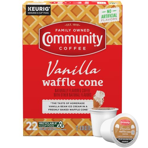 Community Coffee Vanilla Waffle Cone Flavored Kcup Pods, 22 Count (Pack of 1)