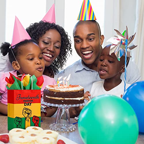 Mimind 12 Pieces Happy Juneteenth Paper Bags With Handles Black Freedom Day Party Gift Bags With Tissue Paper African Afro American Independence Day Goodie Treat Bags For June 19Th Decoration Favors #TOP5