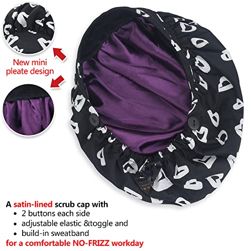 Image of ABAMERICA Bouffant Caps with Button and Sweatband, Adjustable Scrub Caps for Women Men, One Size Multi Color