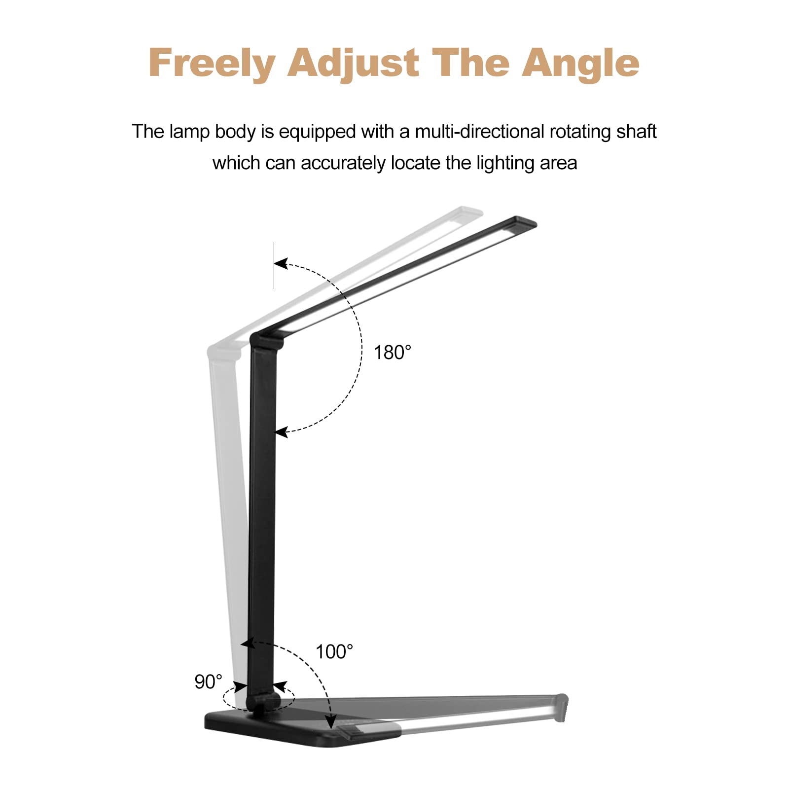 Ergocar Schreibtischlampe LED, Augenschonende Schreibtischlampe mit 5 Farb und 5 Helligkeitsstufen, LED Dimmbar Schreibtischlampe mit USB-Ladeanschluss, Sensible Kontrolle, 30/60 min Auto Timer