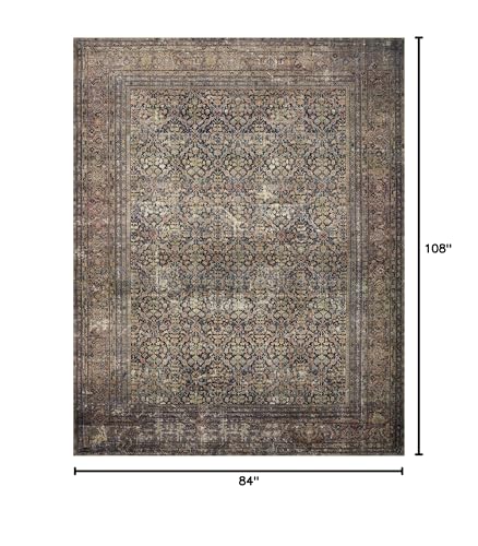 Image of Loloi Amber Lewis Morgan Collection MOG-03 Denim /Multi 7'-3 inch x 9'-3 inch 38 inch Thick Area Rug feat. CloudPile, Neutral, Room Decor, Vintage Inspired, Livingroom, Bedroom, Dining Area