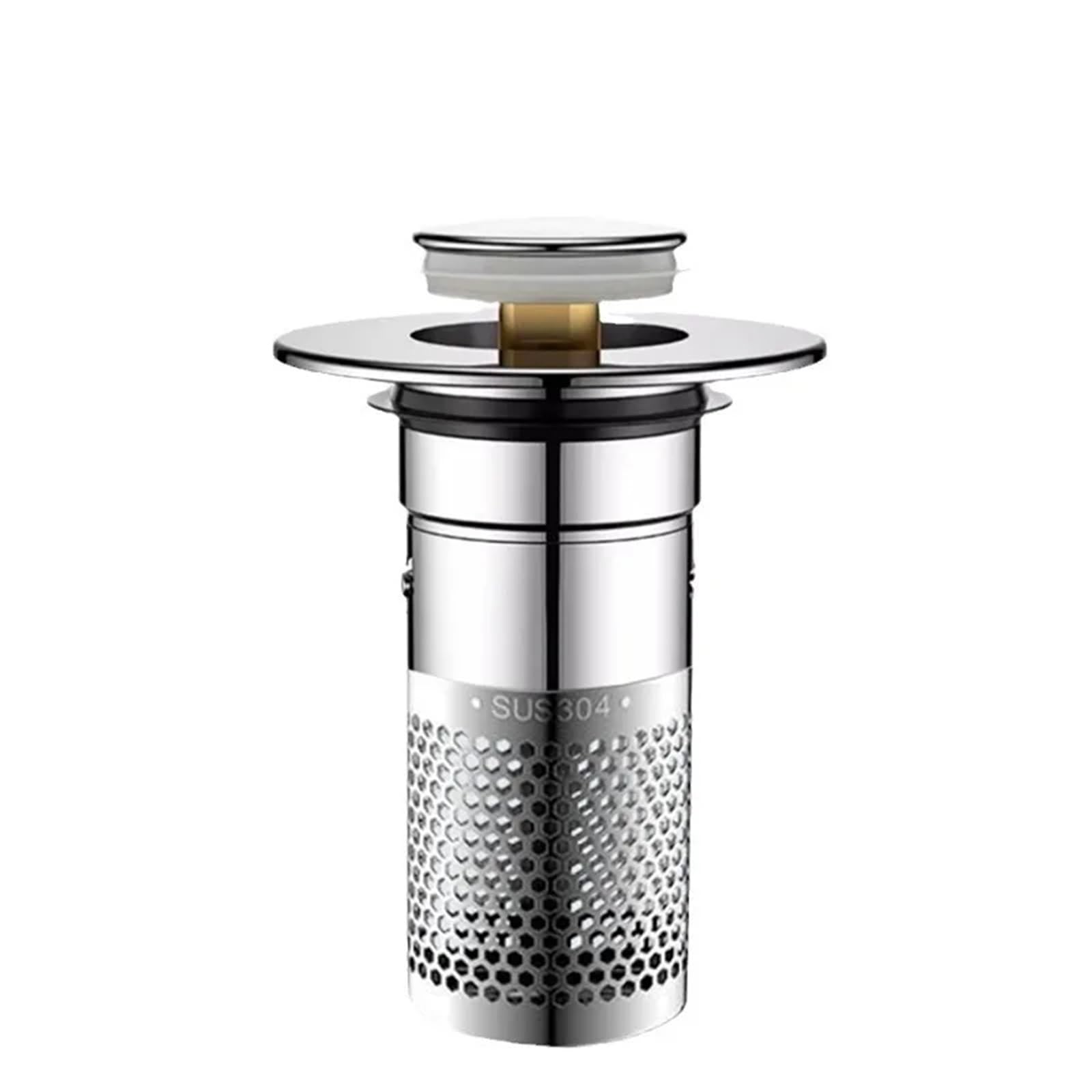 Rtbvghjik Silver Stainless Steel Floor Drain Filter Washbasin Anti Odor Pop-Up Bounce Core Basin Stopper Hair Catcher Shower Sink Strainer For Bathroom Sinks