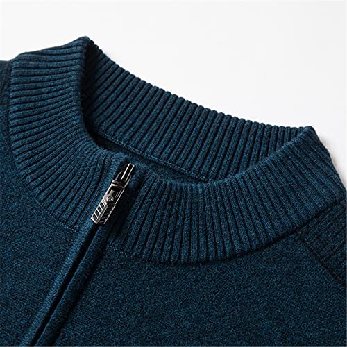 Pull épais pour homme en maille unie camel zippée chaude taille M - 3