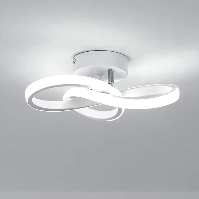 Modern LED Ceiling Light - 22W Curved Flower Design, Cool White 6500K, Tak Lampa