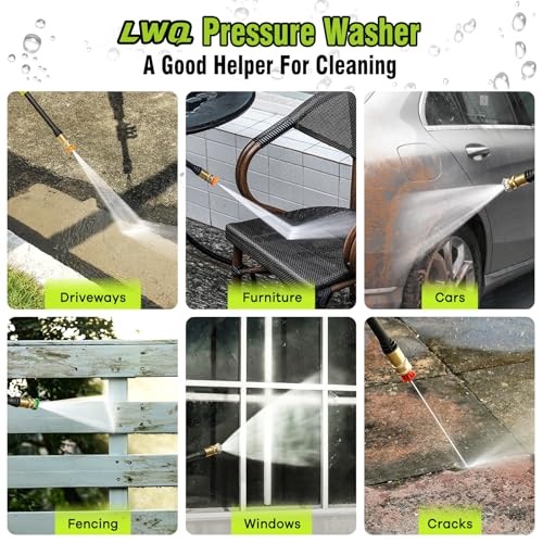 Image of Pressure Washer, Power Washer with 4 Quick Connect Nozzles 1 Foam Cannon, High Pressure Cleaning Machine for Cars /Fences /Driveways /Patios /Farms /Home Cleaning(Bright Green)